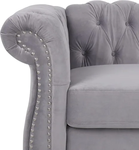 Vista 11 de RARZOE Juego de 3 piezas de muebles de sala de estar, sofá Chesterfield de terciopelo moderno, silla de club Chesterfield y sofá de dos plazas Mango