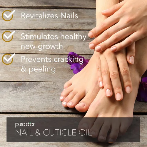 Vista 4 de PURA D'OR Aceite de uñas y cutículas de 4 onzas – Tratamiento nutritivo con cuentagotas – Mezcla natural enriquecida con biotina, vitamina E, leche