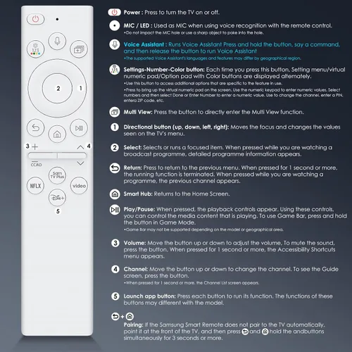 Vista 8 de Replacement for Samsung Frame Smart TV Voice Remote Control