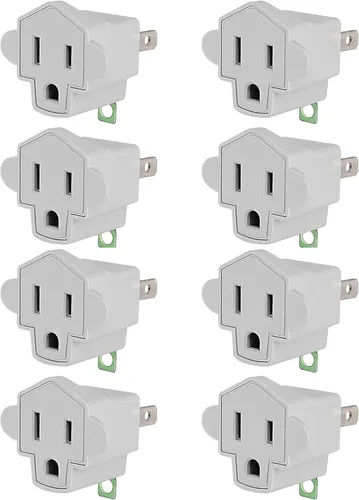 Vista 12 de JACKYLED - Clavija convertidora de 3 a 2 navajas, adaptador de toma a tierra. Convertidor de pared de material ignífugo resiste hasta 392 °F