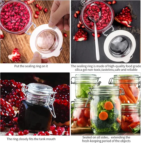 Vista 4 de ASTER 8 piezas de juntas de silicona de repuesto, sellos herméticos de goma de silicona para tarros de conservas masón, conservas bucales, 3.75