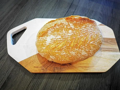 Vista 6 de Wood Marble Cutting Board - 15.8x8.5 - Acacia & White Marble Serving Board with Hanging Hole - Natural Chopping & Charcuterie Platter for Cheese
