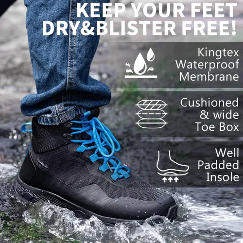 Vista 4 de SHULOOK Men's Hiking Boots Waterproof Lightweight Breathable Anti-Slip Outdoor Boot Comfortable Work Hiker Trekking Shoes