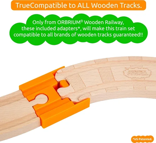 Vista 4 de Paquete de expansión para vías de tren Orbrium Toys, 56 piezas de madera con túnel, compatibles con el juego de ferrocarril de madera Thomas Brio