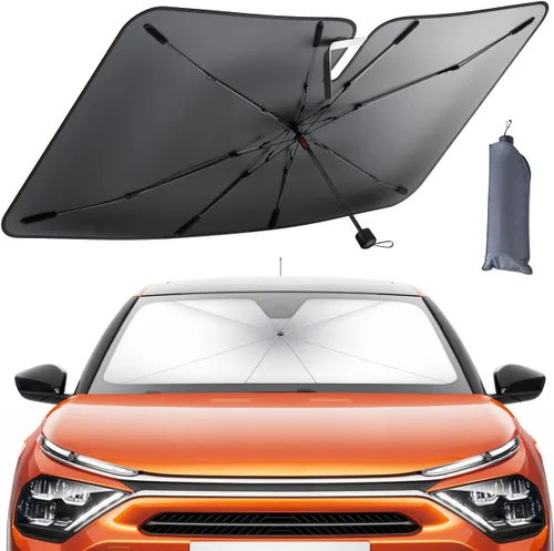 Vista 10 de Tesla Model 3/Y Windshield Sunshade - 2026 Foldable Car Windshield Sun Shade Umbrella, 5-Layer UV Block, 10-Rib Frame, for Tesla Model 3/Y