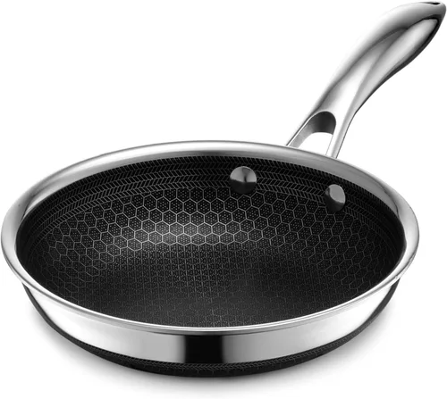 Vista 12 de HexClad Sartén híbrida antiadherente de 8 pulgadas con tapa de vidrio templado, mango que permanece frío, apto para lavavajillas, apto para horno