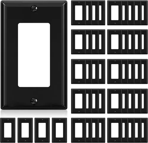 Vista 7 de ELEGRP Placa de pared decorativa para receptáculo, cubiertas decorativas de tamaño estándar de 1-gang, placas frontales de policarbonato irrompibles