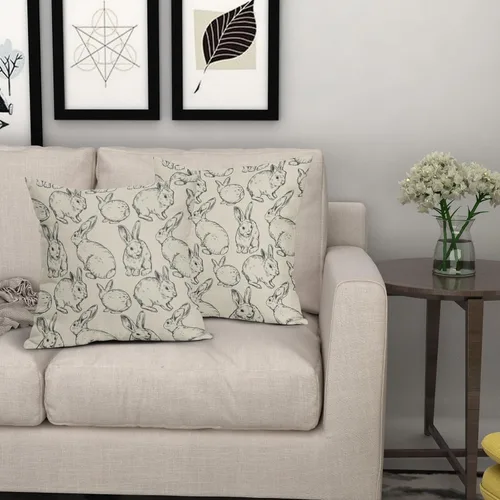 Vista 7 de Sweetshow Juego de 2 fundas de almohada de Pascua de 16 x 16 pulgadas, diseño de conejo negro con temática de Pascua, almohadas decorativas