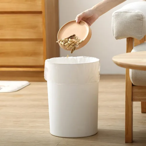 Vista 6 de Lyellfe Paquete de 6 cubos de basura pequeños, papelera redonda de plástico de 1.5 galones con asas, contenedor de basura blanco para espacio