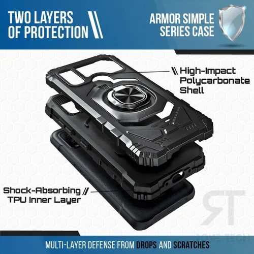 Vista 3 de Rome Tech Funda diseñada para Kyocera DuraSport 5G UW (2021) con soporte, funda de armadura resistente con soporte, funda DuraSport 5G UW de grado