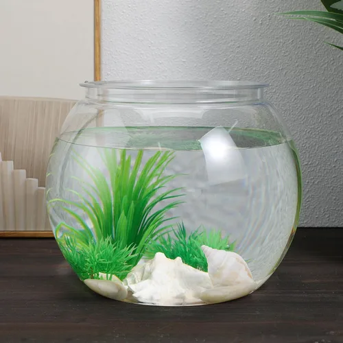 Vista 8 de POPETPOP Tanque de acuario transparente 8.66 pulgadas multifunción Betta Fish Bowl Escritorio Goldfish Tank Decoración de oficina Material duradero