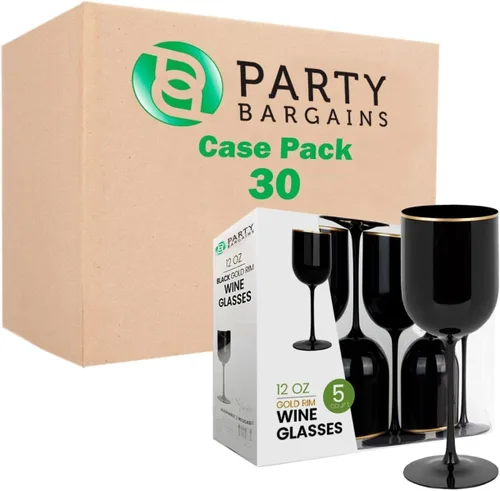 Vista 18 de PARTY BARGAINS Copas de vino de plástico desechables de 12 onzas, resistentes a las roturas, sin BPA, para bodas, eventos y entretenimiento al aire