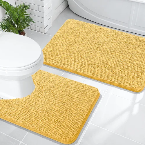 Vista 45 de OLANLY Juego de 2 alfombras de baño de felpilla suave y absorbente, antideslizantes, de secado rápido, lavables a máquina, accesorios de decoración