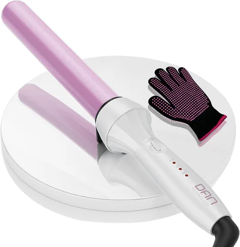 DAN Technology - Varita rizador de 1 pulgada, temperatura ajustable, barril de cerámica impregnada de turmalina, voltaje dual, apagado automático