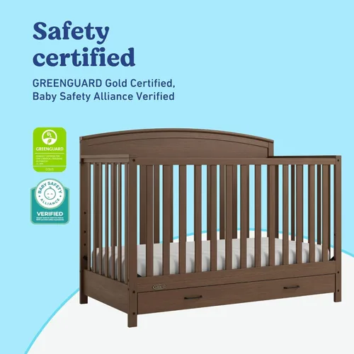 Vista 30 de Graco Benton 5 en 1 Cuna Convertible (Gris) – Certificado GREENGUARD Gold, se convierte de cuna para bebé a cama infantil, diván y cama