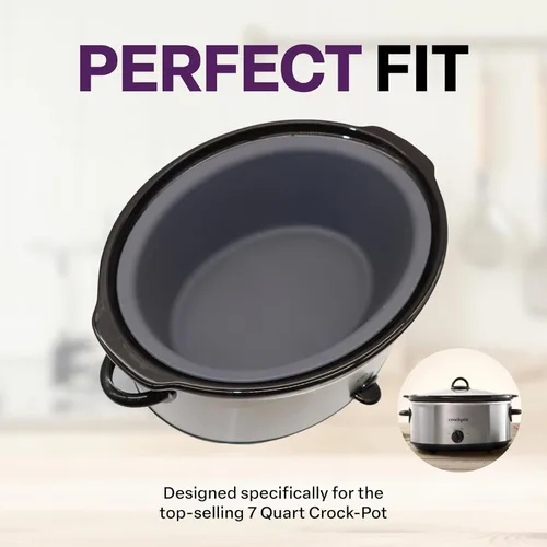 Vista 4 de Inserto de silicona para olla de cocción lenta, compatible con olla Crock-Pot de 7 cuartos de galón (SCV700-S-BR), silicona sin BPA, apto