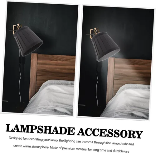 Vista 9 de Cubierta de repuesto para pantalla de lámpara, elegante tela plisada negra para candelabros, lámparas de pared, fácil instalación, se adapta a