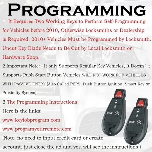 Vista 4 de SUPALAND Llavero de Mando a Distancia FOBIK Reemplazo Compatible con Dodge Challenger 2008 2009 2010 2011 2012 2013 2014 Charger 2009-2013 Durango