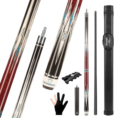 HomeSeason Carbon Fiber Pool Cue 58" with Leather Bag Extender Extension Rod Professional Pool Stick 4-Layer Tip Low Deflection Cue Stick, 3 *