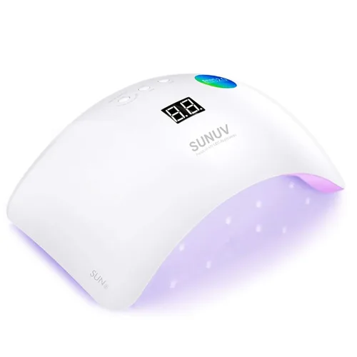 Secador de luz LED UV para uñas Sunuv Sun8, para uñas de gel, portátil, con diseño abierto y 3 temporizadores, Blanco