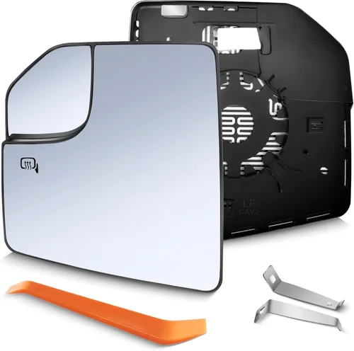 SNEMEEY Compatible con Ford F150 Cristal de Espejo Lateral del Conductor 2015 2016 2017 2018 2019 2020 2021, Espejo de Vista Cromado con Calefacción