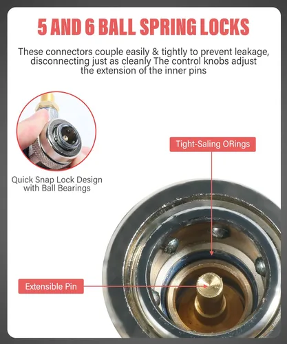 Vista 5 de YAKEFLY Adaptador AC R134A, conector R134a de 1/4 de pulgada de conector rápido con juego de manómetros, adaptadores de acoplador rápido ajustables