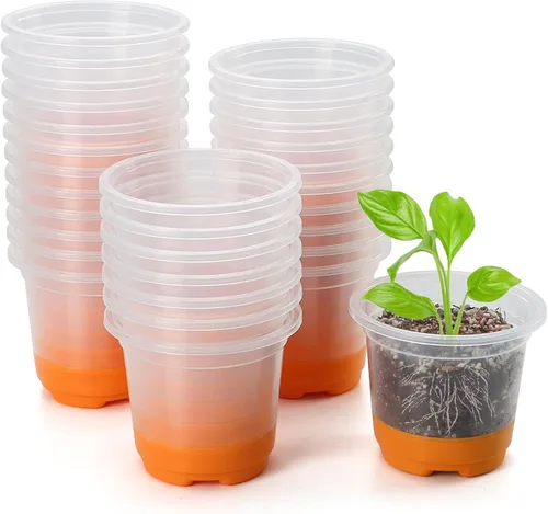 Vista 10 de MIXC Paquete de 30 macetas reforzadas de 3.5 pulgadas con base de silicona para un fácil trasplante, paquete variado de macetas de plástico