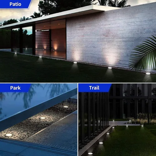 Vista 8 de Aogist - Luces solares de suelo, 8 luces solares LED para exteriores, luces de disco, luces de jardín, luces impermeables para patio, exteriores