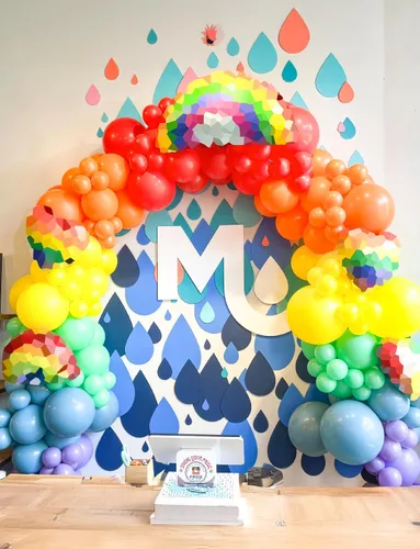 Vista 2 de Kit de Guirnalda de Arco de Globos Arcoíris Coloridos - 130 Piezas de Globos de Látex de Colores Surtidos en Tamaños Mixtos, para Baby Shower