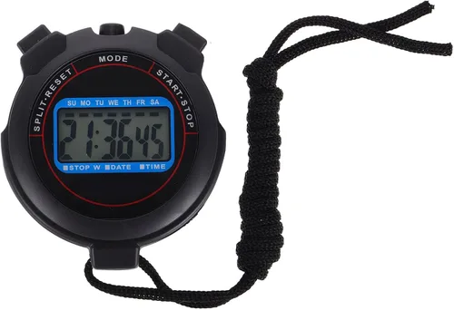 GANAZONO Digital Stopwatch with Date Display High Accuracy Timer for Swimming Running Training Portable Lightweight Sports Timer for Coaches Black