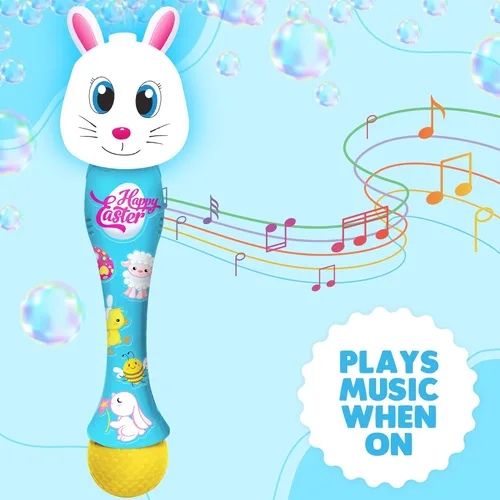 Vista 4 de ArtCreativity Varita de burbujas de conejo de Pascua (paquete de 2), relleno de cesta de Pascua para niños pequeños, máquina automática de burbujas