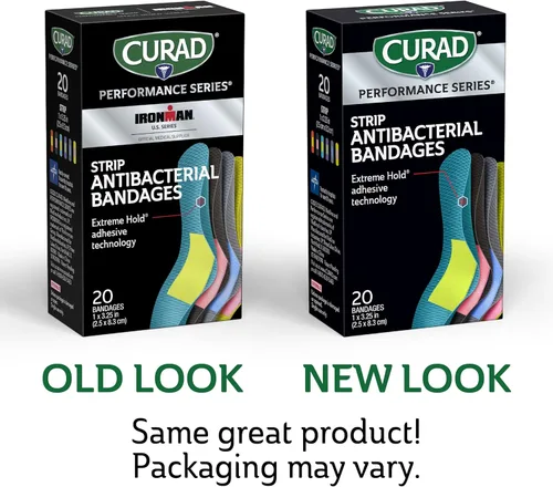 Vista 4 de CURAD Performance Series - Vendajes antibacterianos, tecnología adhesiva de sujeción extrema, vendajes de tela flexible de tamaño estándar