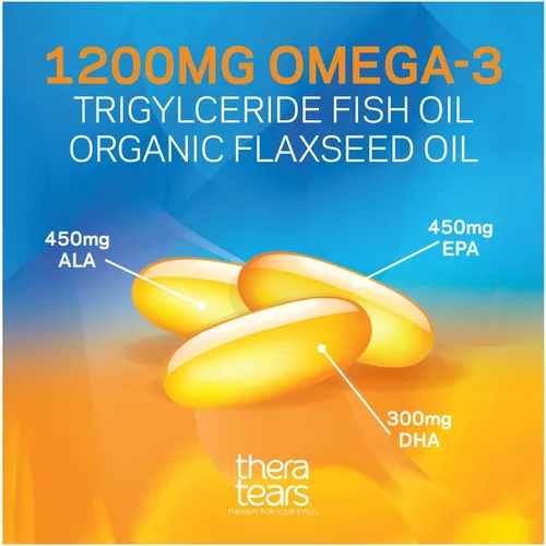 Vista 4 de TheraTears Suplemento Omega 3, 1200 mg, 90 unidades (paquete de 1) y gotas lubricantes para terapia ocular extra seca para ojos secos, botella