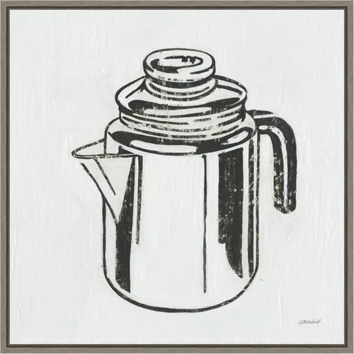 Vista 13 de Amanti Art Framed Canvas Wall Art 16x16 Retro Coffee Pot (Kitchen) by Kathrine Lovell, Framed Wall Art Canvas, Cuisine Artwork, Traditional Decor