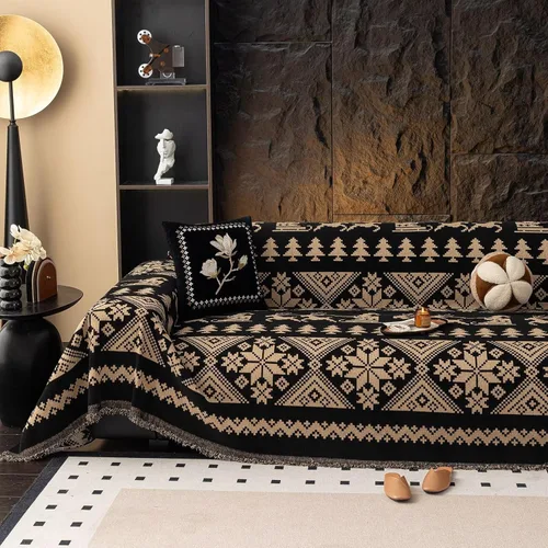 Vista 26 de VClife funda boho de sofá de felpilla para sofá seccional, funda antideslizante para sofá de 2 plazas, protector para mascotas con borlas, funda