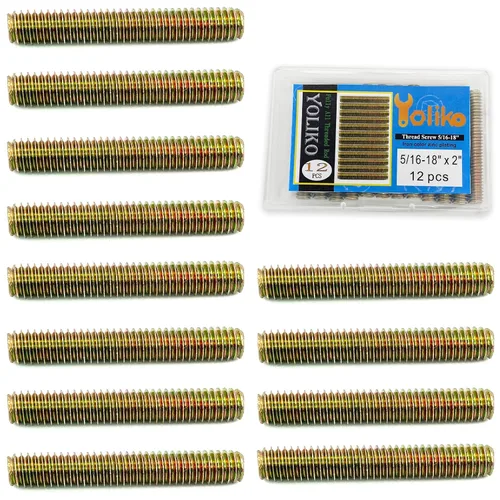 Vista 20 de 12 piezas de varilla totalmente roscada de zinc negro en carbono de acero con rosca larga de 1/4x2 para muebles, barandillas de jardín, montaje