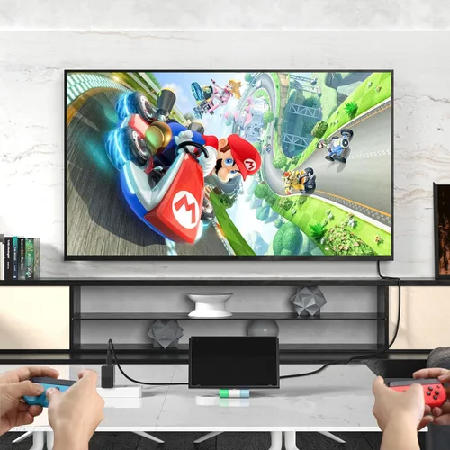 Vista 6 de Versión actualizada 2021 Base de carga para Nintendo Switch estación de carga portátil Runpower estación de carga plegable para TV con 4K HDMI USB