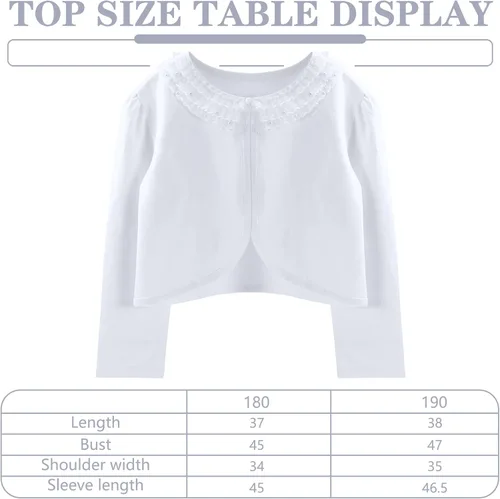 Vista 7 de Conjunto de 3 piezas de primera comunión para niñas, cárdigan blanco con velo de primera comunión, guantes de satén blancos con cuentas cruzadas