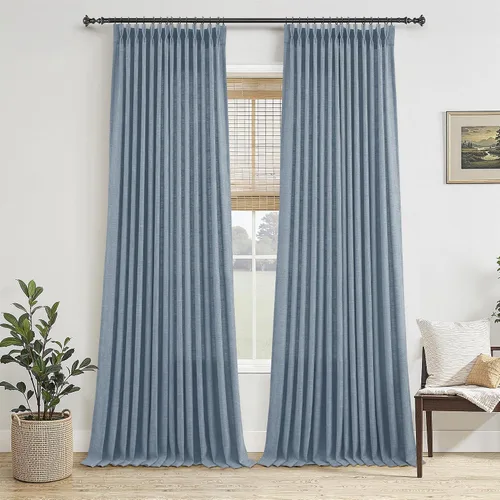 Vista 12 de Jowels Cortinas de lino plisadas naturales con memoria de 96 pulgadas