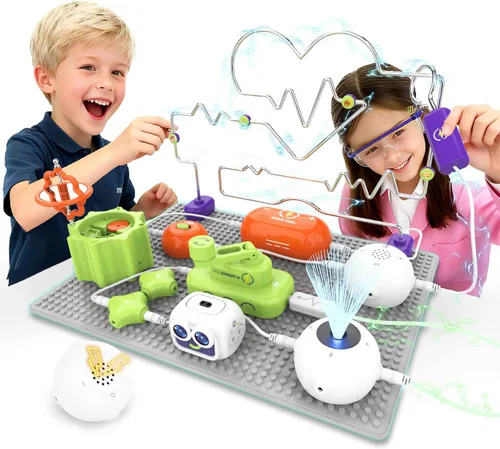SMILESSKIDDO Kits de ciencia para niños | Juguetes STEM para niños, kit de exploración electrónica, más de 300 proyectos, 16 piezas de circuito,
