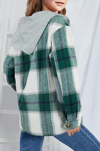 Vista 3 de Bonita chaqueta de franela con botones y bolsillos para niñas