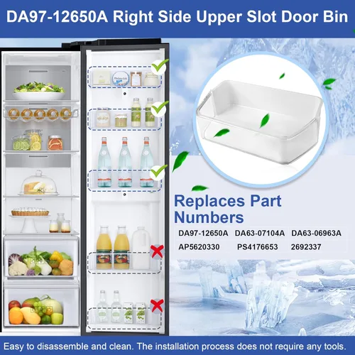 Vista 3 de DA97-12650A - Cesta de estante para puerta de refrigerador, lado derecho, compatible con Samsung RF260, RF261, RF263, estantes de refrigerador