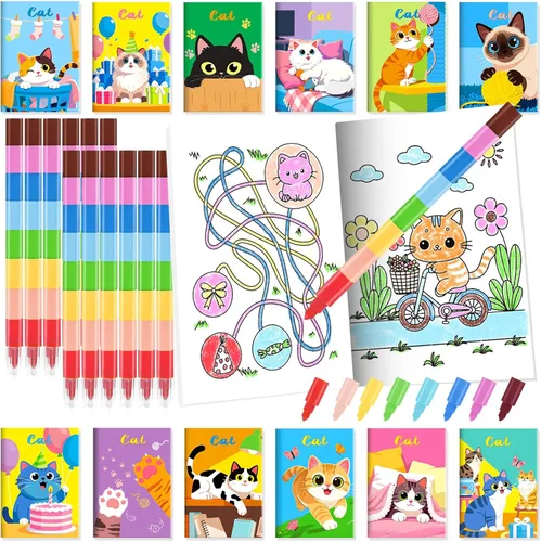 Vista 17 de BenLouis 24 mini libros para colorear de héroe para niños con 24 crayones apilables, recuerdos de fiesta de héroes, libros de actividades a granel