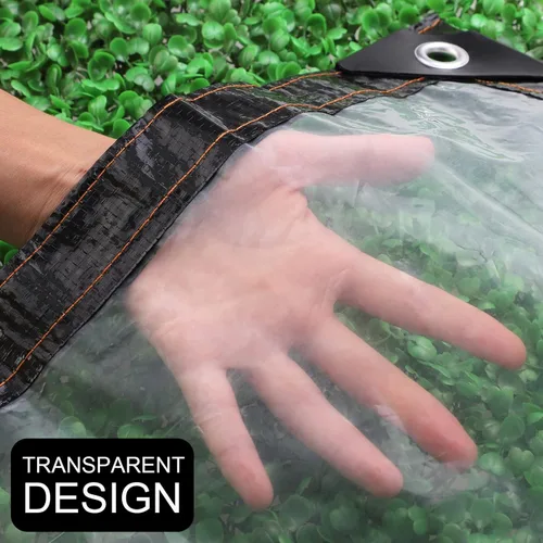 Vista 5 de Lrnn - Lonas transparentes impermeables para exteriores, 3 x 3 pies, lona transparente de plástico resistente a la lluvia con ojales para muebles