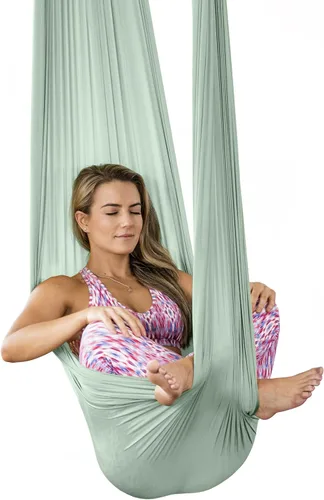 Vista 9 de Pinc Active Silk Aerial Yoga Swing & Hammock Kit for Improved Yoga Inversions, Flexibility & Core Strength