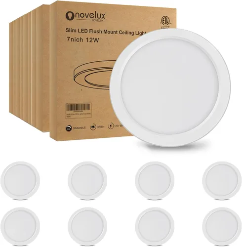 Vista 13 de Luces de Techo de 7 Pulgadas Montaje al Ras Ultra Delgadas 0.63'' de Grosor Redondas Planas Lámparas de Techo 5000K Luz de Día LED Luz de Techo