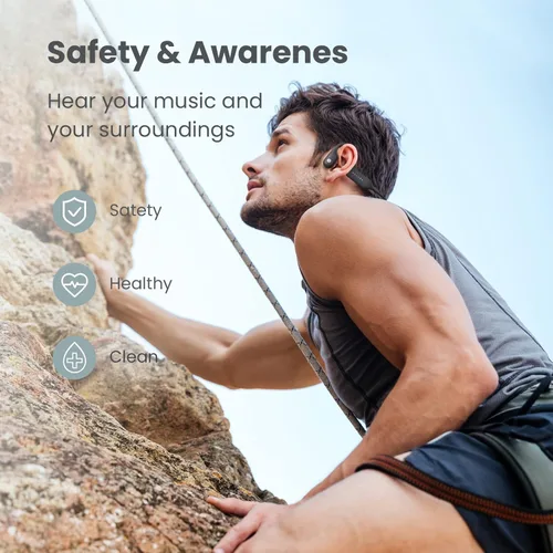 Vista 3 de PurFree Open-Ear Bone Conduction Headphones Bluetooth 5.2 - IP67 Waterproof Wireless Sport Earphones for Cycling and Running - CVC Dual Mic Noise