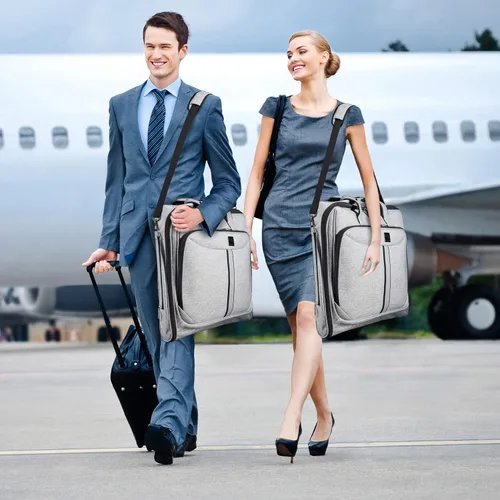 Vista 2 de ZEGUR Bolsa de ropa para viajes y viajes de negocios con correa para el hombro, Gris de lujo.