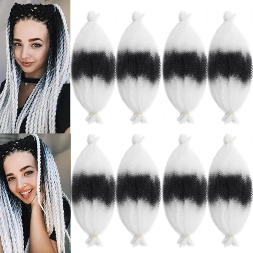 Vista 32 de 3 paquetes de cabello rizado afro elástico de 10 pulgadas, cabello trenzado Marley Twist 1B preseparado de ganchillo sintético suave para rastas