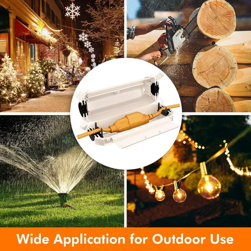 Vista 8 de RESTMO Paquete de 2 fundas compactas para cable de extensión para exteriores, caja impermeable IP44 y funda de seguridad, ideal para proteger